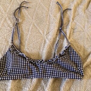Cute Bikini Top Picnic Print, Checkered Black and White